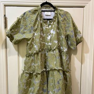 Anthropologie tiered jacquard dress